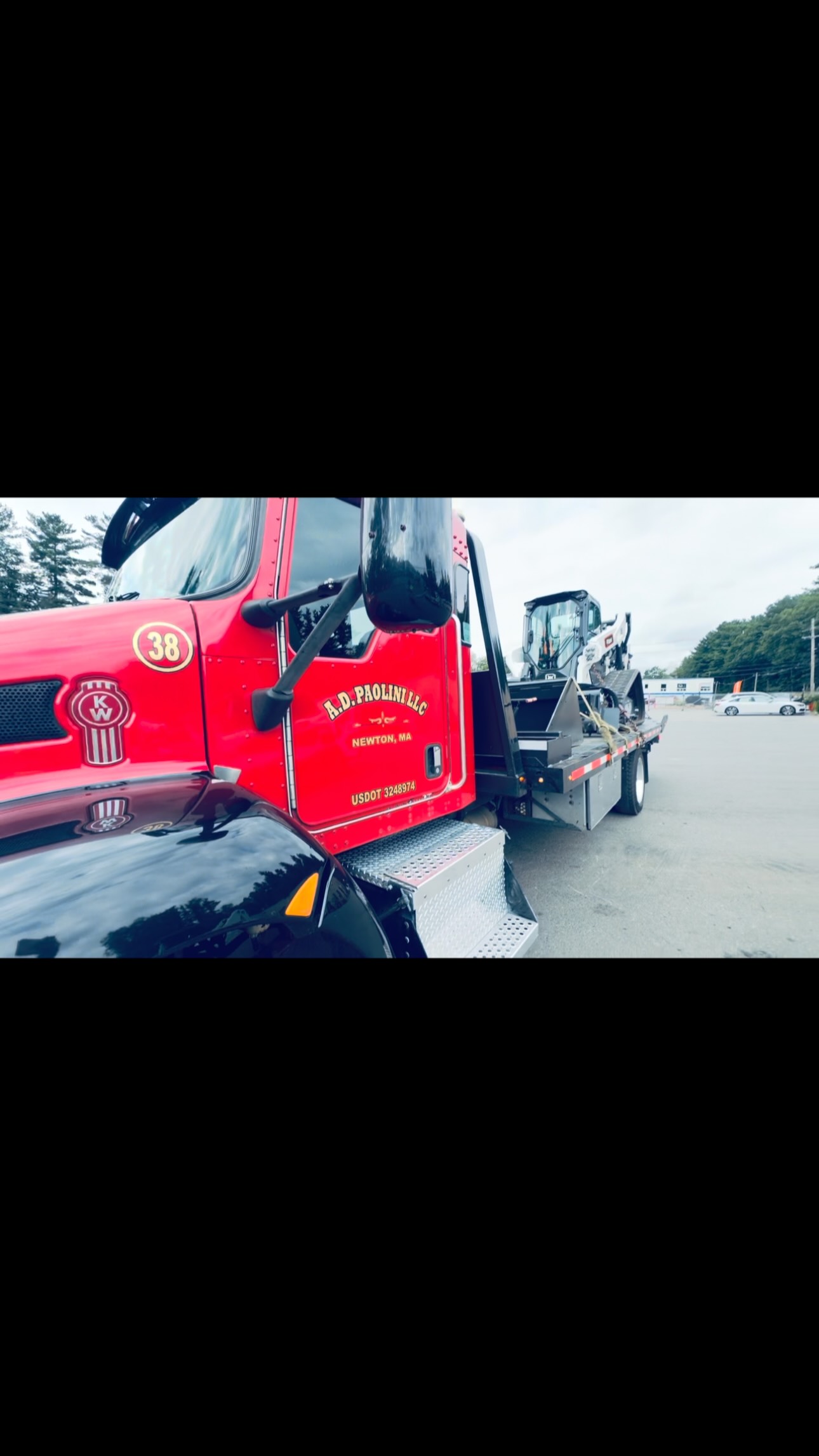 Need equipment moved, we can help. AD Paolini can help with any mobilization needs from big to small. #ramptruck #heavyequipment #kenworth #bobcat #mobilization